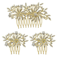 Apurva Pearls Stone Gold Plated Hair Brooch - 1502044B