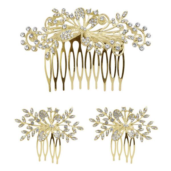 Apurva Pearls Stone Gold Plated Hair Brooch - 1502047B