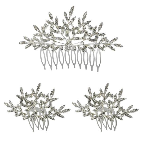 Tip Top Fashions Stone Silver Plated Hair Brooch - 1502049A