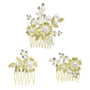 Apurva Pearls Stone Gold Plated Floral Hair Brooch - 1502051B