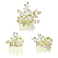 Apurva Pearls Stone Gold Plated Floral Hair Brooch - 1502051B