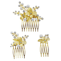 Apurva Pearls Stone Gold Plated Hair Brooch - 1502053B