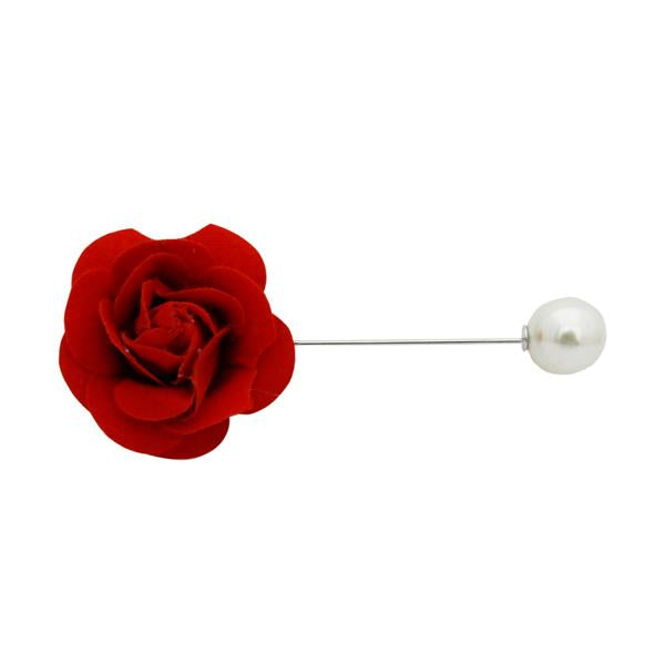 Apurva Pearls Red Rose Hair Brooch - 1502235