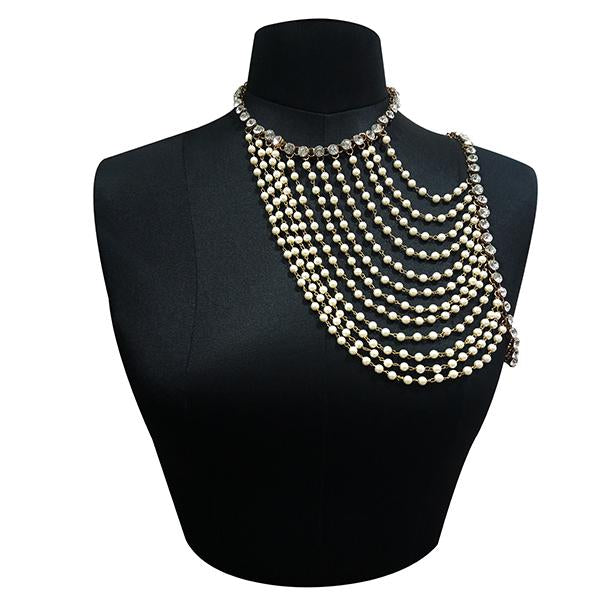 Apurva Pearls Crystal Stone Gold Plated Pearl Neck Piece - 1103643
