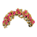 Apurva Pearls Pink Floral Design Hair Brooch - 1502241B