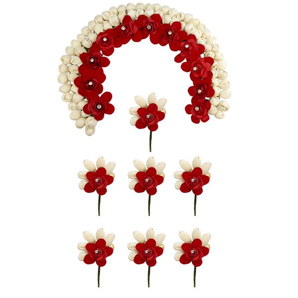 Tip Top Fashions Red Floral Hair Brooch - 1502276