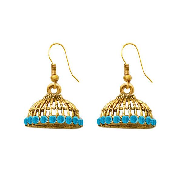 The99Jewel Zinc Alloy Gold Plated Stone Jhumki Earring - 1307501F