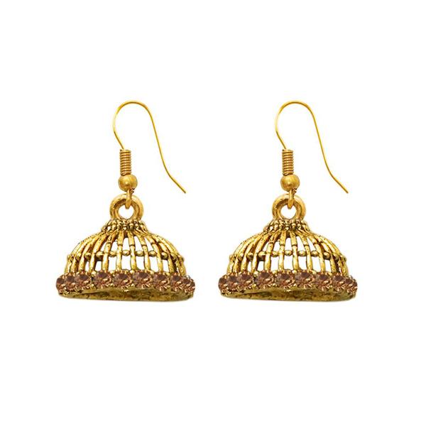 The99Jewel Zinc Alloy Gold Plated Stone Jhumki Earring - 1307501G