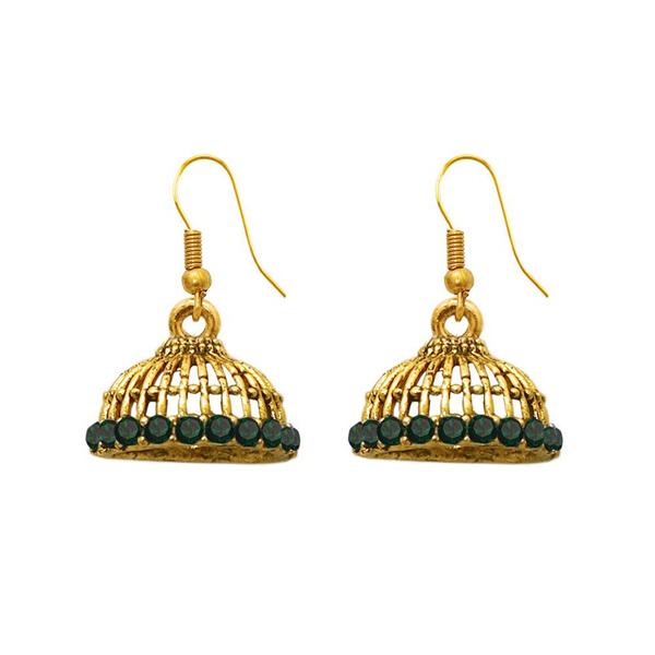 The99Jewel Zinc Alloy Gold Plated Stone Jhumki Earring - 1307501H