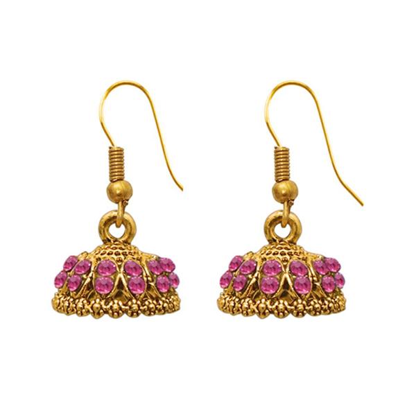 The99Jewel Zinc Alloy Gold Plated Stone Jhumki Earring - 1307502B