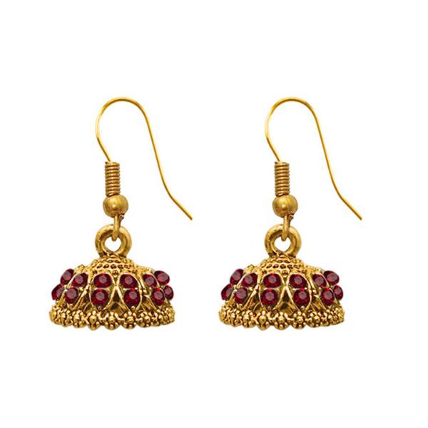 The99Jewel Zinc Alloy Gold Plated Stone Jhumki Earring - 1307502C