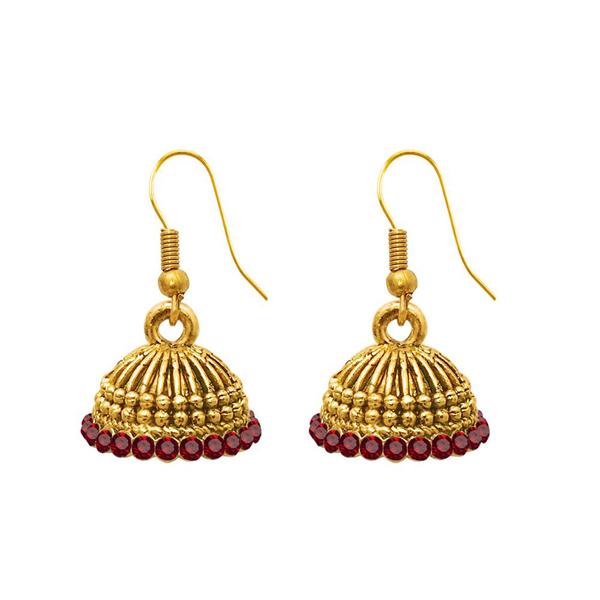 The99Jewel Zinc Alloy Gold Plated Stone Jhumki Earring - 1307503B