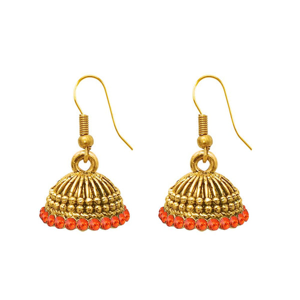 The99Jewel Zinc Alloy Gold Plated Stone Jhumki Earring - 1307503C