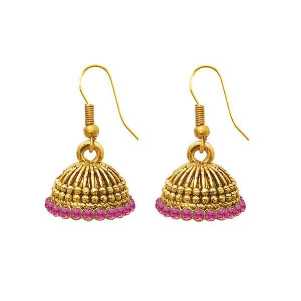 The99Jewel Zinc Alloy Gold Plated Stone Jhumki Earring - 1307503G