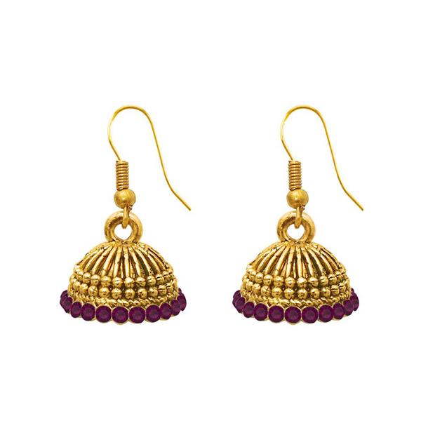 The99Jewel Zinc Alloy Gold Plated Stone Jhumki Earring - 1307503H
