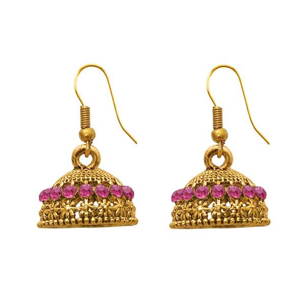 The99Jewel Zinc Alloy Gold Plated Stone Jhumki Earring - 1307505A