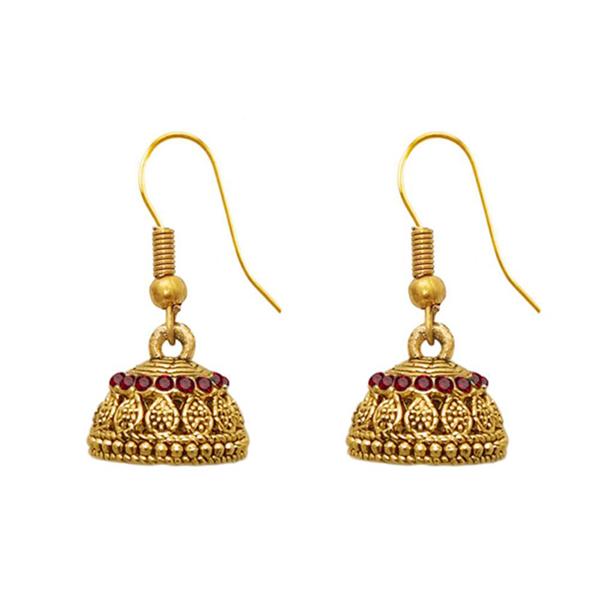 The99Jewel Zinc Alloy Gold Plated Stone Jhumki Earring - 1307506F