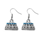 JewelEthnic Blue Austrian Stone Rhodium Plated Jhumki - 1307507F