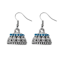 JewelEthnic Blue Austrian Stone Rhodium Plated Jhumki - 1307507F
