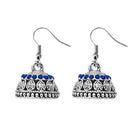 JewelEthnic Blue Austrian Stone Rhodium Plated Jhumki - 1307507G