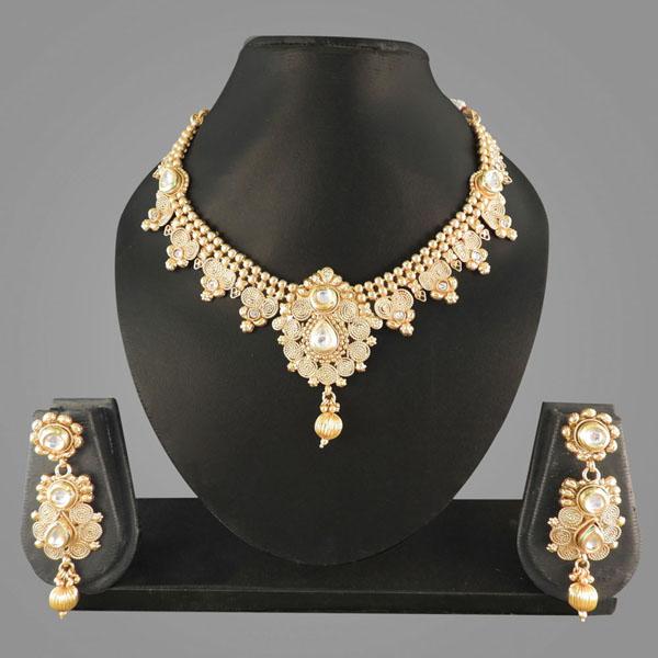 Bhavi Kundan AD Copper Gold Plated Necklace Set - FAP0055