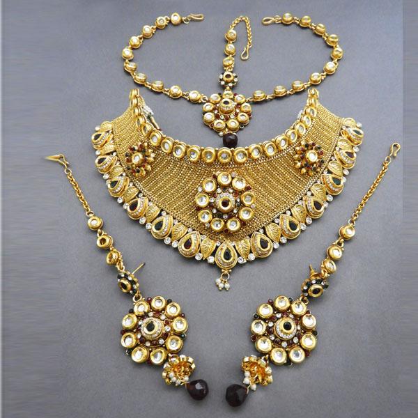 Bhavi Kundan Copper Necklace Set With Maang Tikka - FAP0106