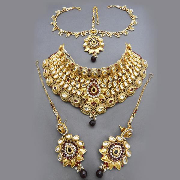 Bhavi Kundan Copper Double Necklace Set With Maang Tikka - FAP0108