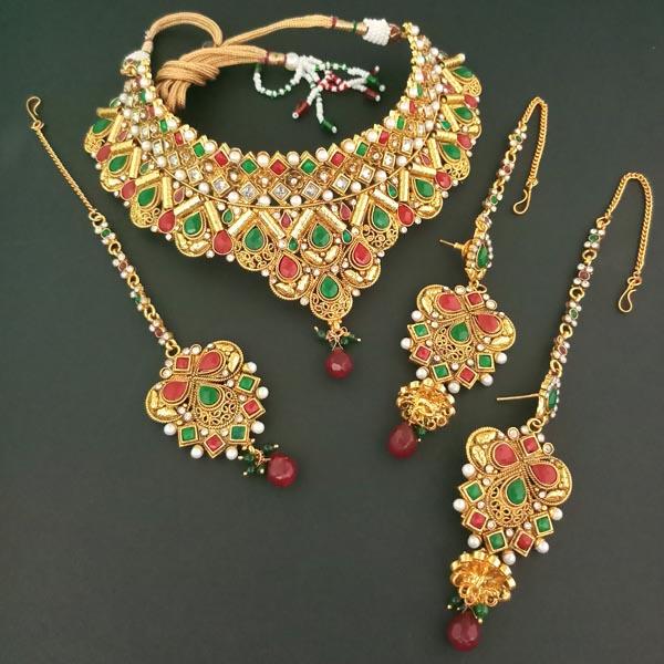 Bhavi AD Stone Copper Necklace Set With Maang Tikka - FAP0136