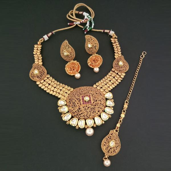 Bhavi AD Stone Copper Necklace Set With Maang Tikka - FAP0138D