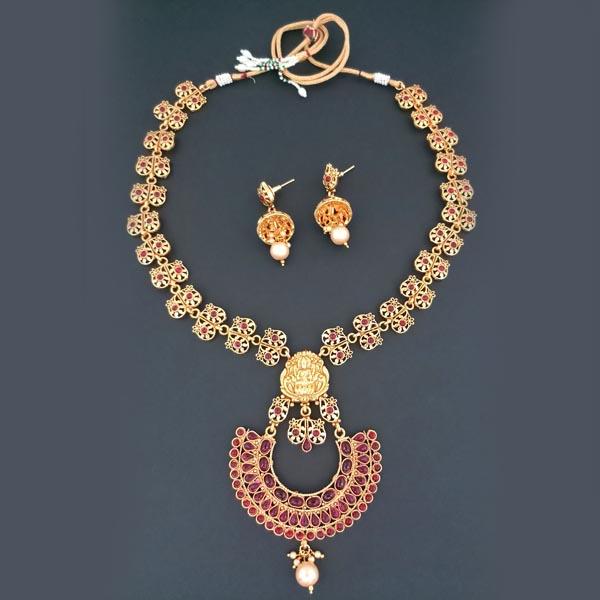 Bhavi Pota Stone God Laxmi Copper Necklace Set - FAP0150