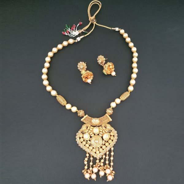 Bhavi AD Stone Pearl Copper Necklace - FAP0185A