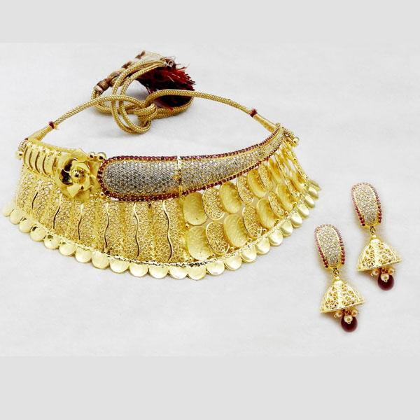 Utkrishtt Forming Gold Plated Copper Necklace Set - 1107833