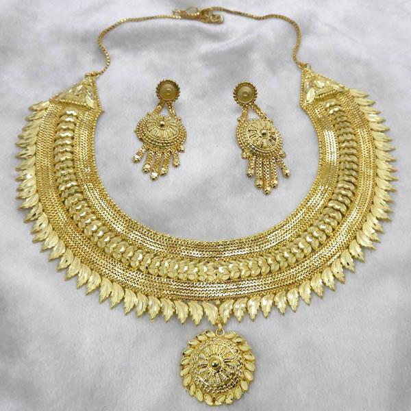Utkrishtt Forming Gold Plated Choker Copper Necklace Set - 1107861