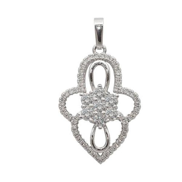Tip Top Fashions Cubic Zirconia Diamond Silver Plated Pendant - 1203216