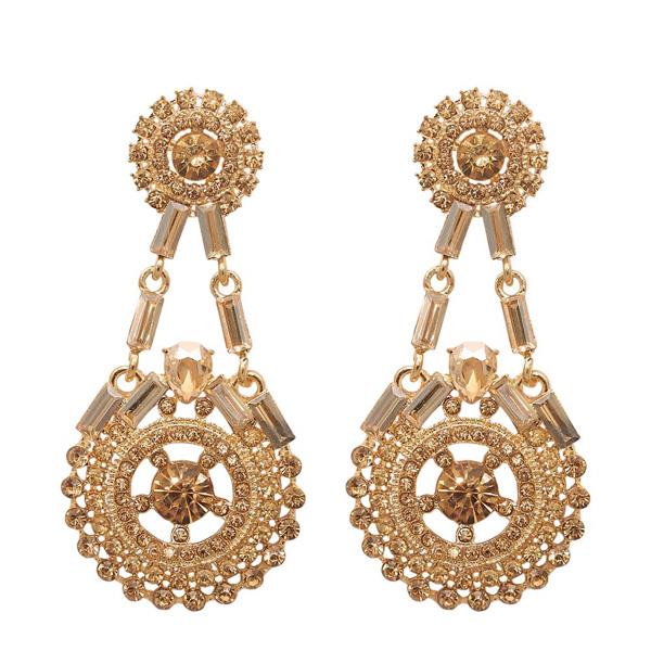 Yoona Champagne Crystal Stone Gold Plated Dangler Earring - 1307703C