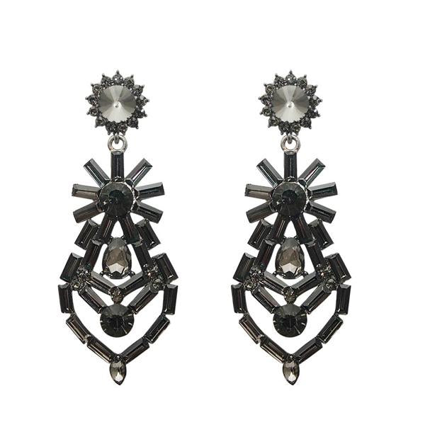 Yoona Black Austrian Stone Oxidised Dangler Earring - 1307704B