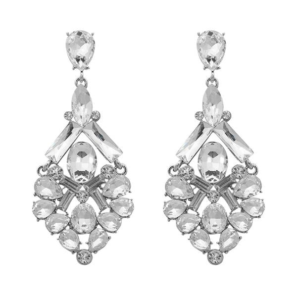 Yoona White Autstrian Stone Silver Plated Dagler Earring - 1307706A