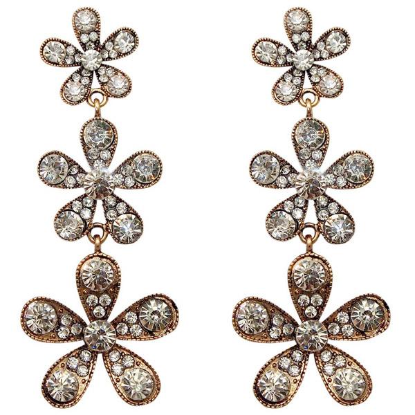 Yoona Austrian Stone Floral Design Dangler Earring - 1307728B