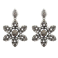 Yoona Marcasite Stone Floral Shaped Oxidised Dangler Earring - 1307750A