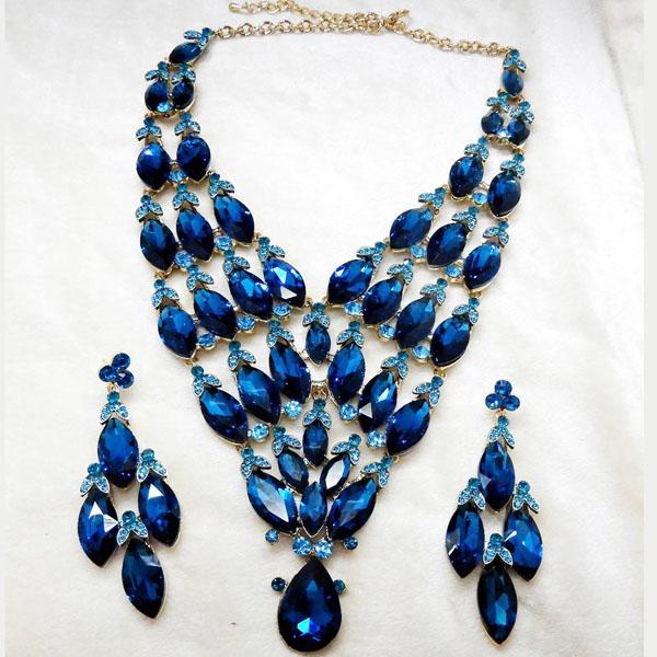 Yoona Alloy Blue AAA Crystal Stone Necklace Set - 1108214A