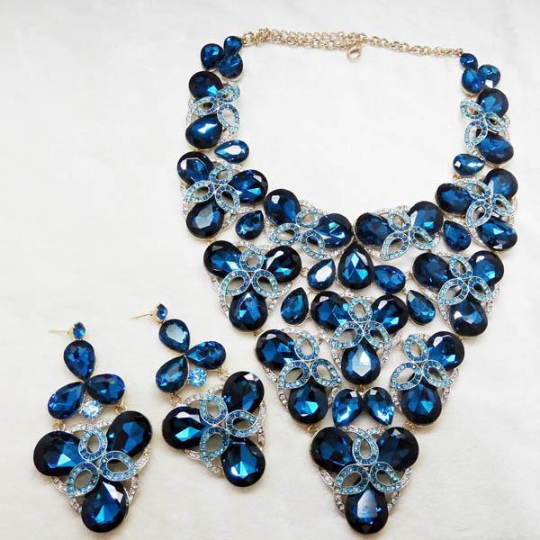 Yoona Blue AAA Crystal Stone Necklace Set - 1108215B
