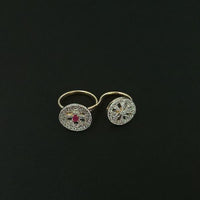Labono Art Gold Plated Pink Ruby Stone Double Ring - FAW0025
