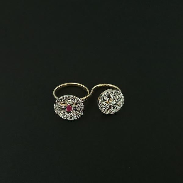 Labono Art Gold Plated Pink Ruby Stone Double Ring - FAW0025