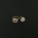 Labono Art Pink Ruby Stone Gold Plated Double Ring - FAW0036