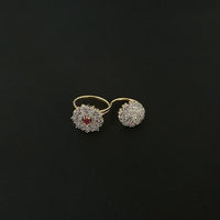 Labono Art Pink Ruby Stone Gold Plated Double Ring - FAW0036