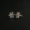 Labono Art Rhodium Plated AD Stone Stud Earrings - FAW0046