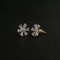 Labono Art Rhodium Plated AD Stone Stud Earrings - FAW0046
