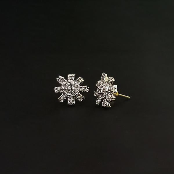 Labono Art Rhodium Plated AD Stone Stud Earrings - FAW0048