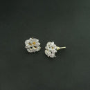 Labono Art Rhodium Plated AD Stone Stud Earrings - FAW0049