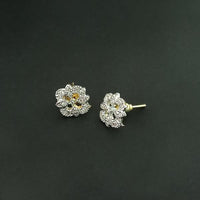 Labono Art Rhodium Plated AD Stone Stud Earrings - FAW0049